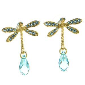 Oscar de la Renta Crystal Dragonfly Drop Earrings
